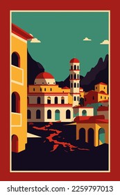 Turkey earthquake. Earthquake in turkey Flag Map Turkey vector flat color illustration poster