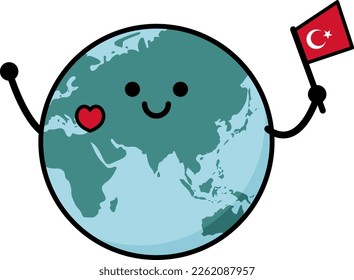 Turkey Earthquake Support! The Earth is cheering with Turkish flag