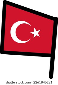 Turkey Earthquake Support! short stick left facing turkish flag