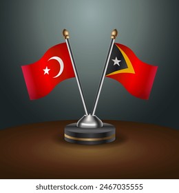 Turkey and  East Timortable flags relation with gradient backgrund. Vector Illustration