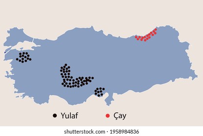 Turkey Economic Geography Map Map Agricultural Stock Vector (Royalty ...