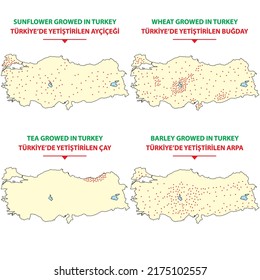 Turkey Economic Geography map - Map of agricultural products grown in Turkey