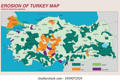 Turkey Economic Geography map - Erosion of Turkey map
