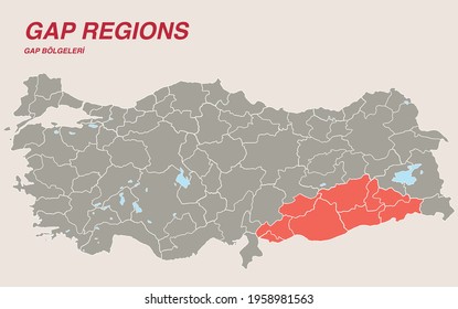 Turkey Economic Geography map - irrigation projects in Turkey map, Southeastern Anatolia Project (GAP), Eastern Anatolia Project (DAP), Eastern Black Sea Project (DOKAP), Zonguldak, Bartın, Karabük Pr