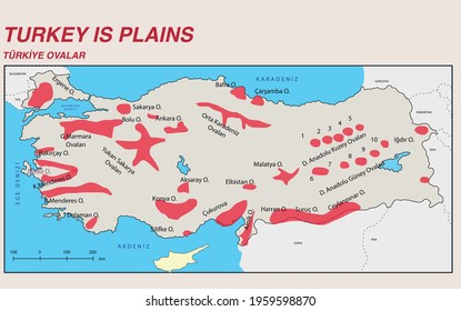 Turkey Economic Geography Map - Turkey Karst Terrain, Plains And Plateaus