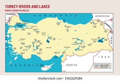 Turkey Economic Geography map -Map of Turkey streams and lakes, Rivers and lakes