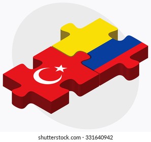 Turkey and Ecuador Flags in puzzle isolated on white background