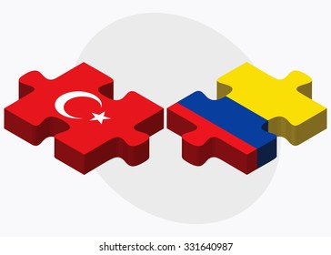 Turkey and Ecuador Flags in puzzle isolated on white background