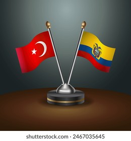 Turkey and Ecuador table flags relation with gradient backgrund. Vector Illustration