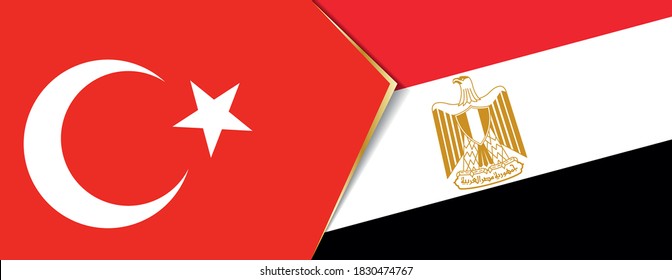 Turkey and Egypt flags, two vector flags symbol of relationship or confrontation.