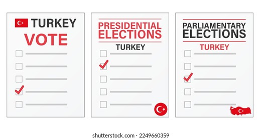 Turkey elections Voting ballot mockup for presidential and parliamentary elections