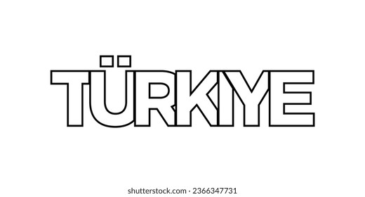 Turkey emblem for print and web. Design features geometric style, vector illustration with bold typography in modern font. Graphic slogan lettering isolated on white background.