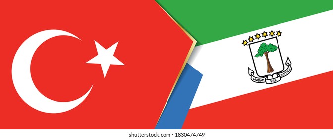 Turkey and Equatorial Guinea flags, two vector flags symbol of relationship or confrontation.