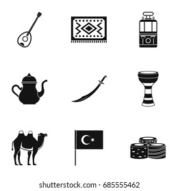 Turkey equipment icons set. Simple set of 9 Turkey equipment vector icons for web isolated on white background