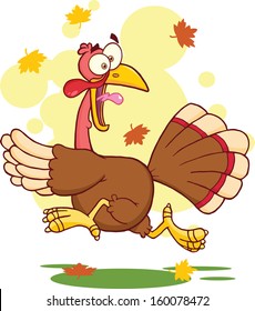 Turkey Escape Cartoon Character. Vector Illustration Isolated on white