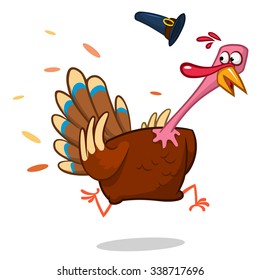 Turkey Escape Cartoon Mascot Character. Vector Illustration Isolated on white