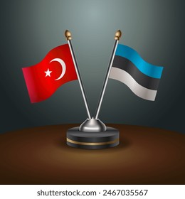 Turkey and Estonia table flags relation with gradient backgrund. Vector Illustration