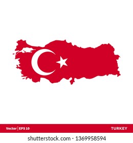 Turkey - Europe Countries Map and Flag Vector Icon Template Illustration Design. Vector EPS 10.