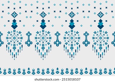 Turkey Evil Eye II textile seamless cross stitch pixel pattern color blue , Design for fabric, Clothes, Curtain, Carpet, Scarf, Wrap, Headband, Handcraft, Wallpaper, Background and Vector illustration