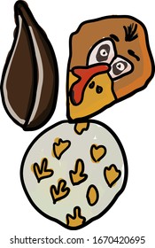Turkey face cookies, illustration, vector on white background.