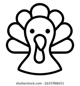 turkey face icon on white background vector
Vector line icon animals