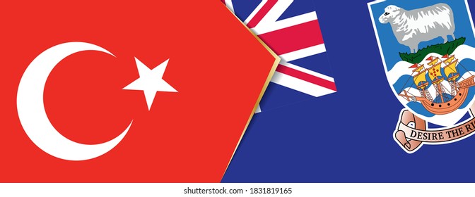 Turkey and Falkland Islands flags, two vector flags symbol of relationship or confrontation.