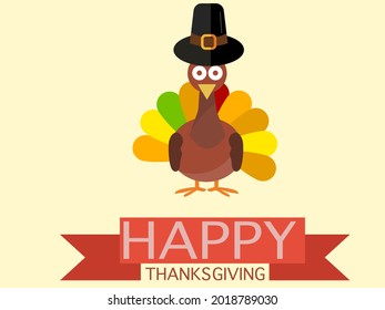 Turkey with fall colors feathers on a white background, thanksgiving day