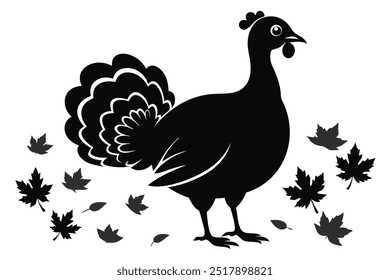 Turkey with Fall Leaves silhouette 