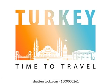 Turkey famous landmark silhouette style,vector illustration,gradient neon colorful design