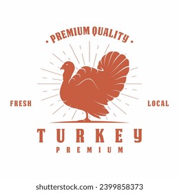 Turkey farm emblem logo design vector illustration