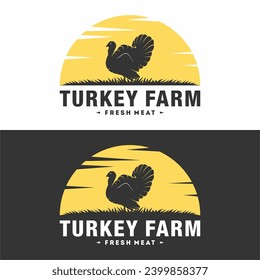 Turkey farm emblem logo design vector illustration