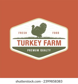 Turkey farm emblem logo design vector illustration