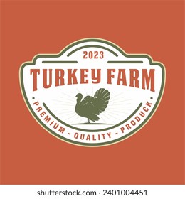 Turkey farm emblem logo design vector illustration	