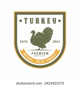 Turkey farm emblem logo design vector illustration