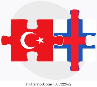 Turkey and Faroe Islands Flags in puzzle isolated on white background