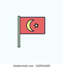 Turkey flag 2 colored line icon. Simple colored element illustration. Turkey outline symbol design from flags set