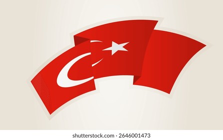 Bandera de Turquía en forma de cinta Abstractas, símbolo nacional de Turquía. Este Vector es ideal para su uso en eventos nacionales, Día de la Independencia, competiciones deportivas internacionales.