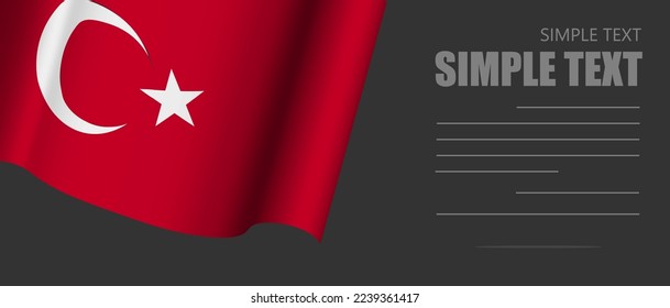 Turkey flag banner rectangle background, Turkey dark mode tone wallpaper,website banner Turkey black and white tone with text grey.