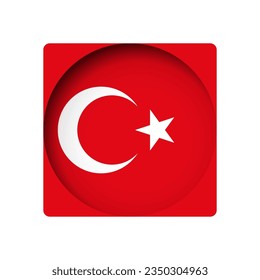 Bandera de Turquía - detrás del agujero de papel circular cortado con sombra interior.