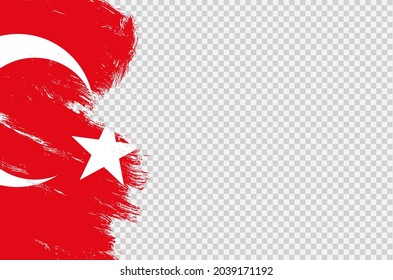 Turkey flag with brush paint textured isolated  on png or transparent background,Symbol of Turkey,template for banner,promote, design,vector,top gold medal winner sport country