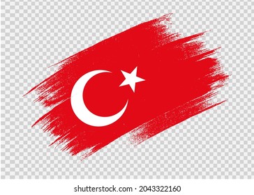Turkey flag with brush paint textured isolated  on png or transparent background,Symbol of Turkey,template for banner,promote, design,vector,top gold medal winner sport country