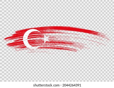 Turkey flag with brush paint textured isolated  on png or transparent background,Symbol of Turkey,template for banner,promote, design,vector,top gold medal winner sport country