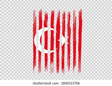 Turkey flag with brush paint textured isolated  on png or transparent background,Symbol of Turkey,template for banner,promote, design,vector,top gold medal winner sport country