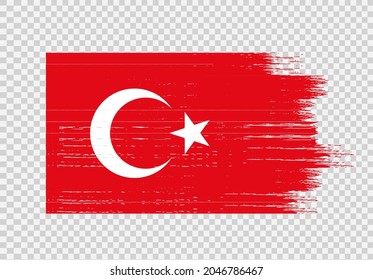 Turkey flag with brush paint textured isolated  on png or transparent background,Symbol of Turkey,template for banner,promote, design,vector,top gold medal winner sport country