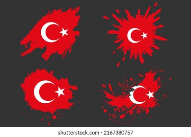 Turkey flag brush splash
