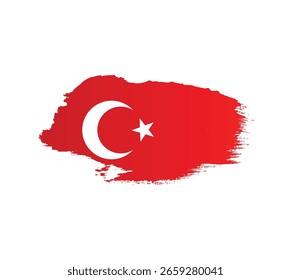 Bandera de Turquía en textura de tinta de trazo de pincel. Diseño creativo del día de la independencia de la bandera turca con el fondo transparente de la salpicadura png. Türkiye, 29 de agosto.