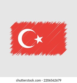 Turkey Flag Brush Strokes Painted
