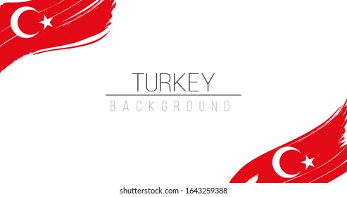 Turkey flag brush style background with stripes. Stock vector illustration isolated on white background.