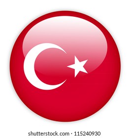 Turkey flag button on white