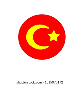 Turkey flag button on white background